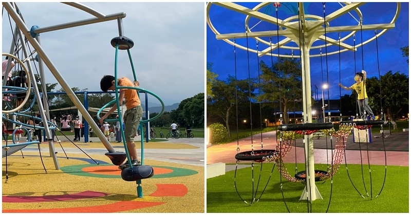 來挑戰！獨家新鮮的「鳥巢飛盤」和「太空漫步」遊具就在板橋「浮洲兒童遊戲場」